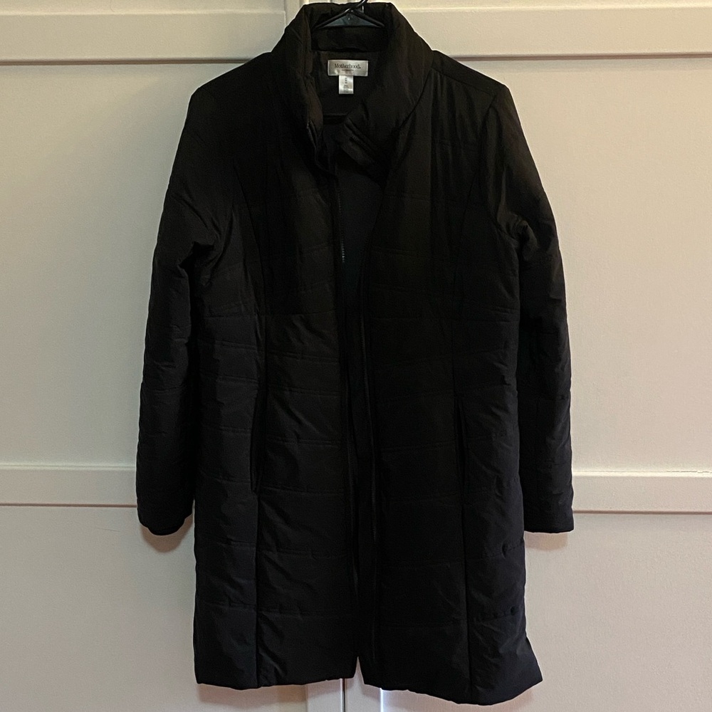 Motherhood Maternity Black Long Jacket Side Zipper